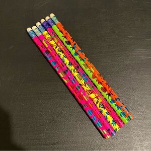 Lot Of 6 Lisa Frank Foil Pencils Unicorns Hearts Floral Designs Colors